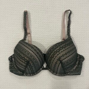 Victoria’s Secret Olive Green & Pink Lace Push-up Full Coverage Bra 36C